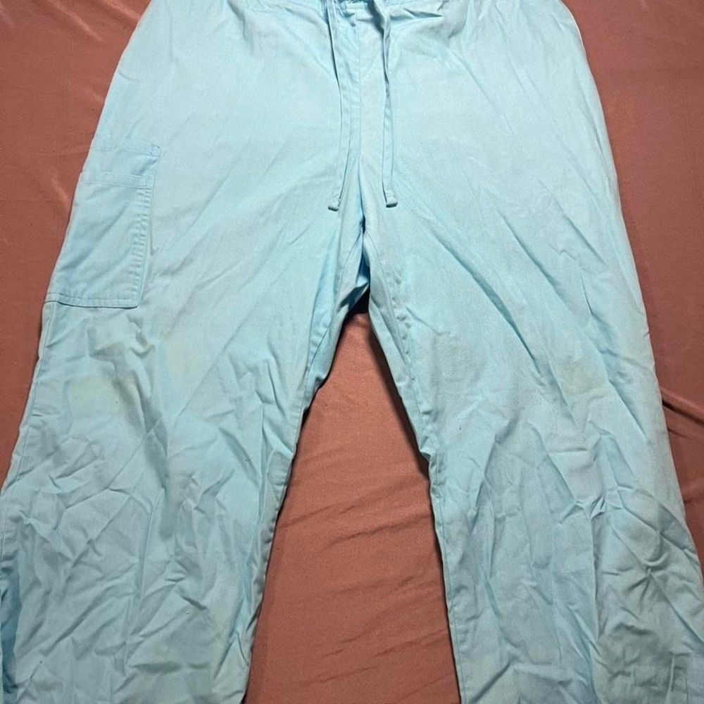 SB‎ Scrubs Cargo Pants Large Turquoise Blue Drawstring Medical Scrub Bottoms 967